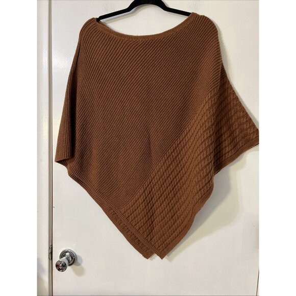 J Jill Poncho Kimono Womens Asymmetrical Knit Brown One Size - Picture 4 of 6